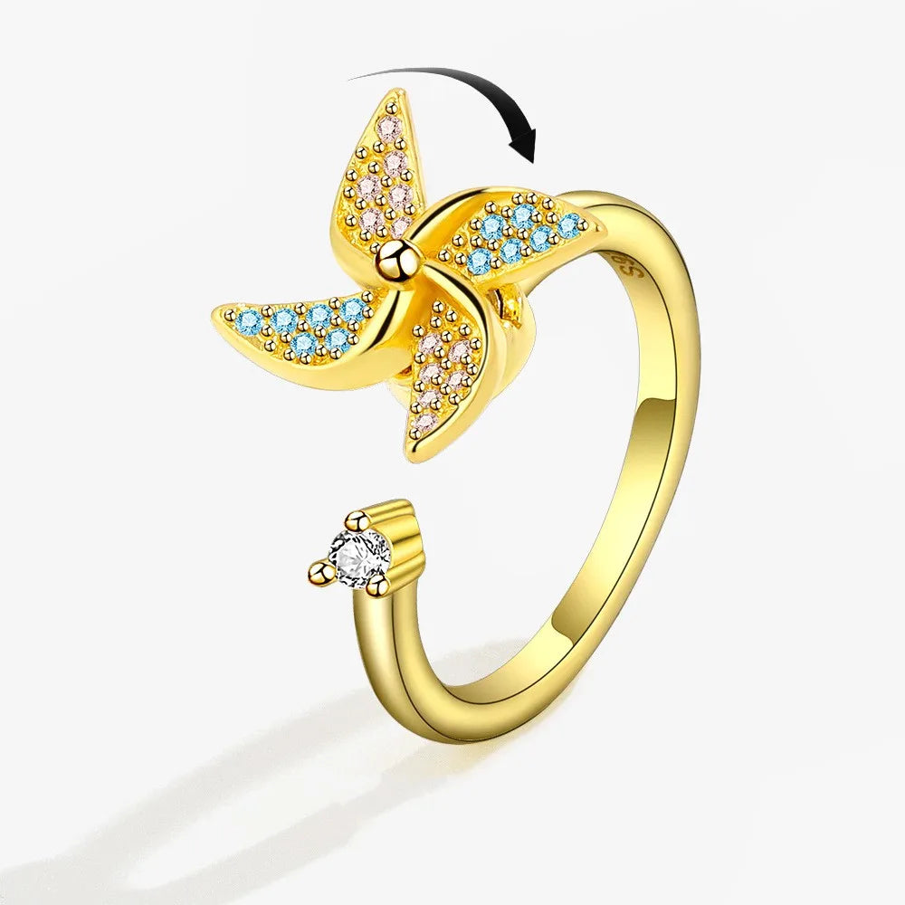 Star and moon spinning ring