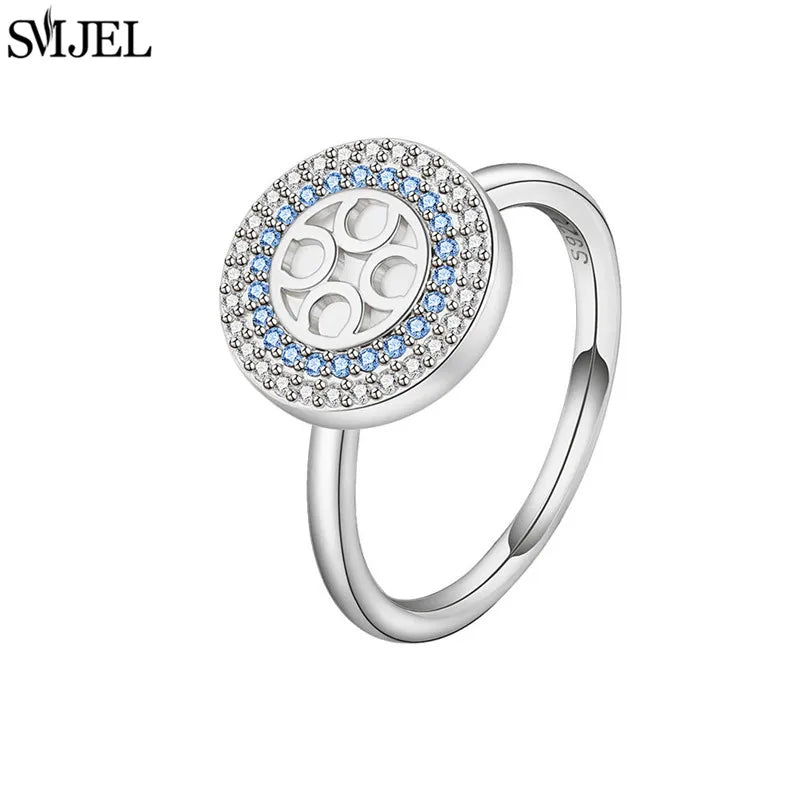 SMJEL Simple Crystal Round Anti Stress Anxiety Ring for Women Worry Stress Relief Finger Jewelry Girls Party Accessories