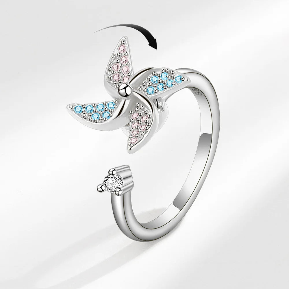 Star and moon spinning ring