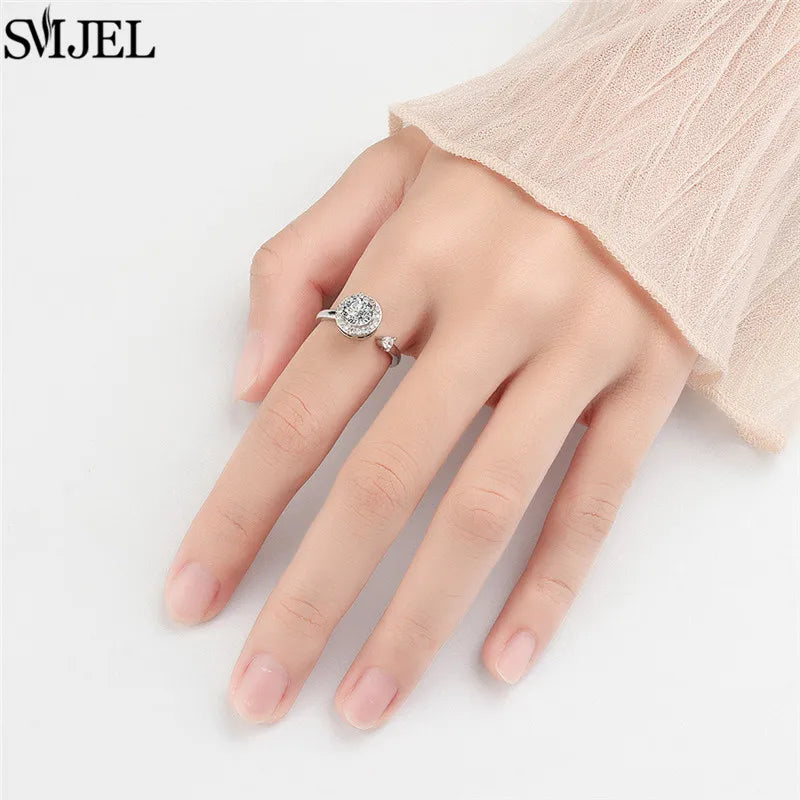 SMJEL Simple Crystal Round Anti Stress Anxiety Ring for Women Worry Stress Relief Finger Jewelry Girls Party Accessories