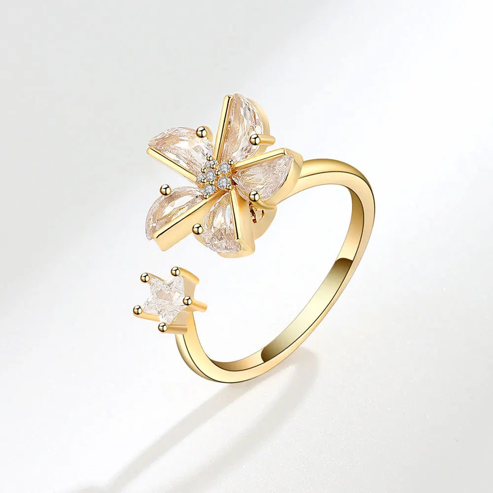 Star and moon spinning ring