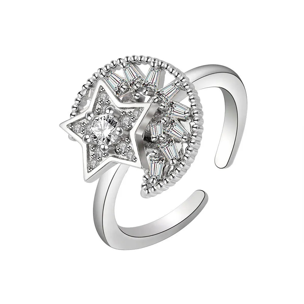 Star and moon spinning ring
