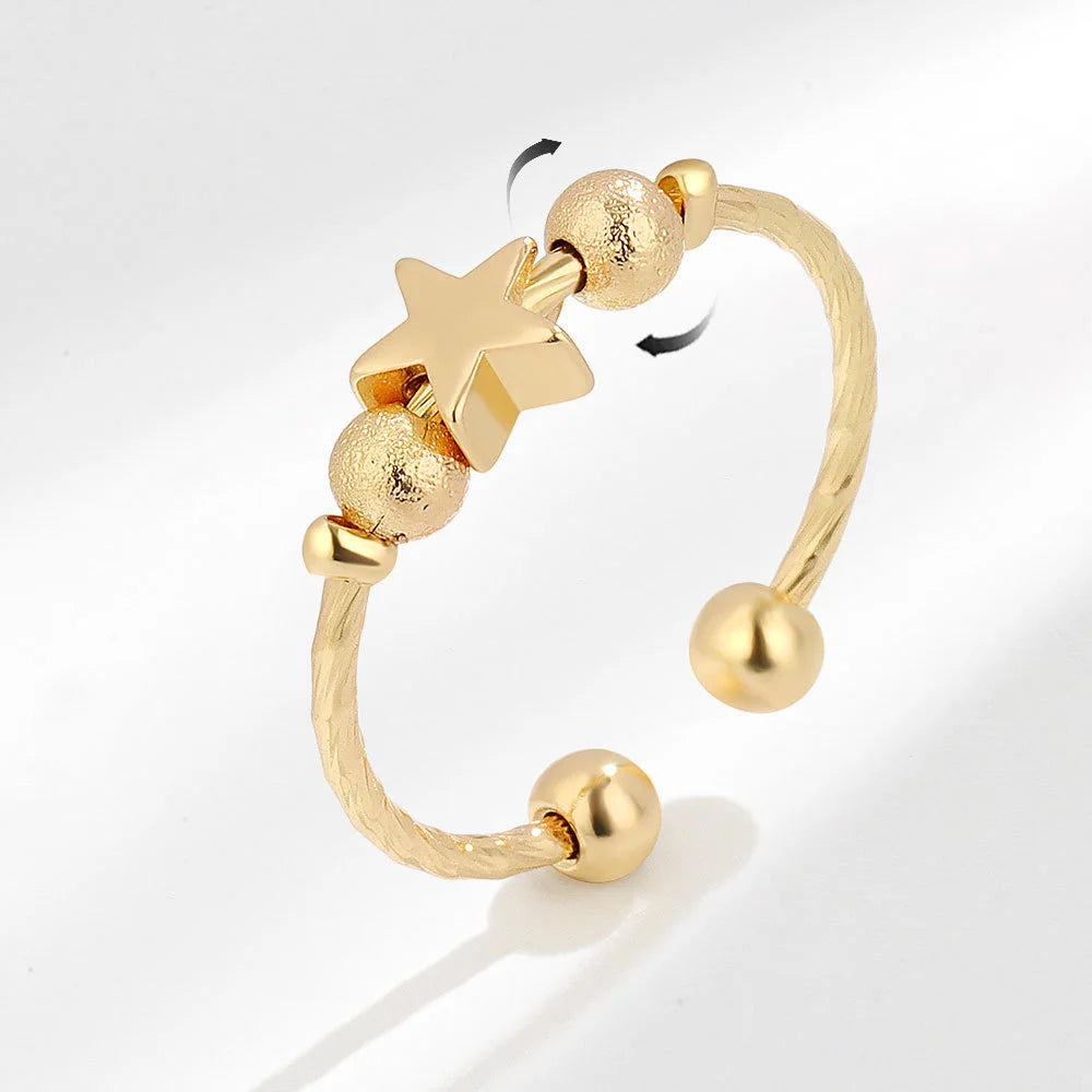 Star and moon spinning ring