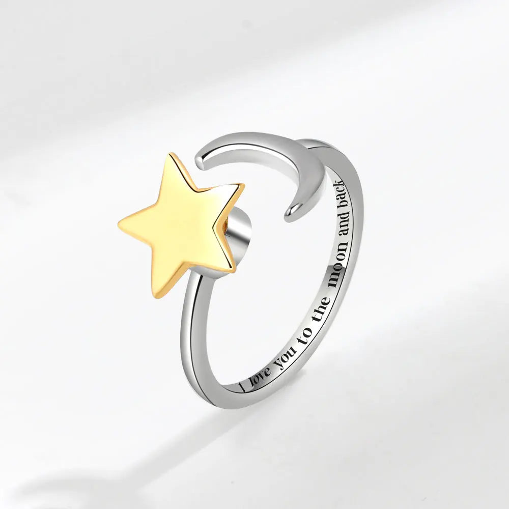 Star and moon spinning ring