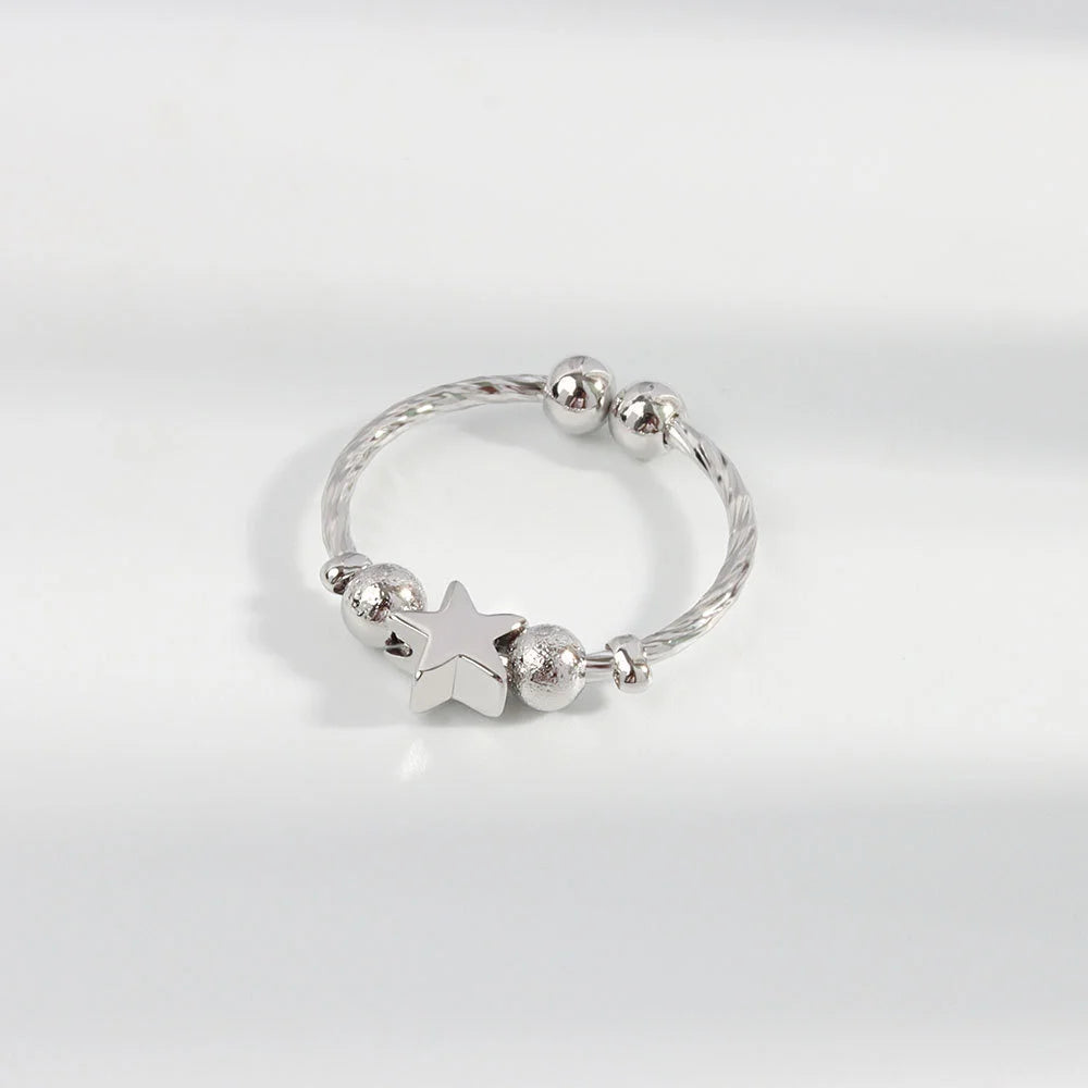 Star and moon spinning ring