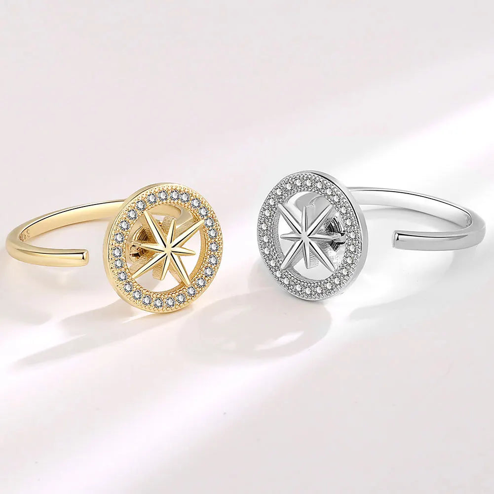 Star and moon spinning ring