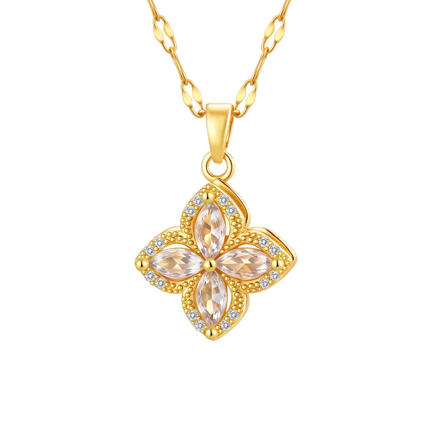 Rotating Flower Pendant Necklace