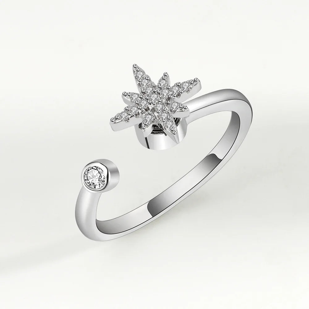 Star and moon spinning ring